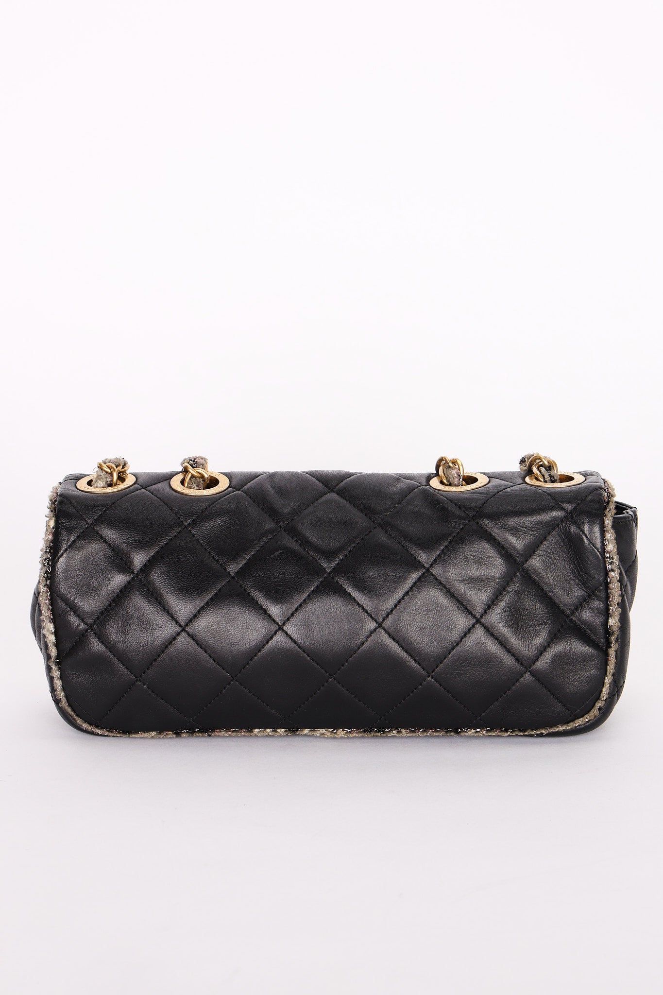 Chanel Tweed Trim Single Flap Black Calfskin AGHW