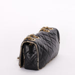 Chanel Tweed Trim Single Flap Black Calfskin AGHW