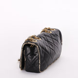 Chanel Tweed Trim Single Flap Black Calfskin AGHW