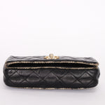 Chanel Tweed Trim Single Flap Black Calfskin AGHW