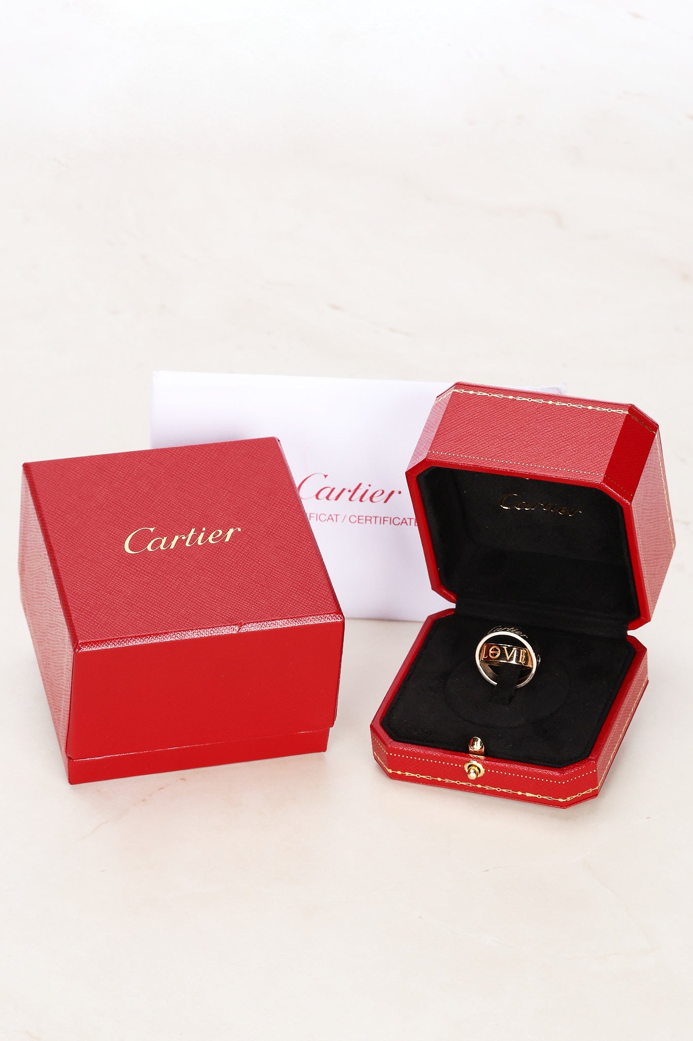 Cartier 18K Rose Gold and 18K White Gold Astro Love Ring, Size US 4