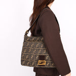 Fendi Zucca Front Pocket Baguette Shoulder Bag GHW