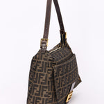Fendi Zucca Front Pocket Baguette Shoulder Bag GHW