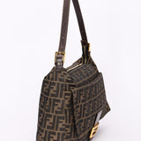 Fendi Zucca Front Pocket Baguette Shoulder Bag GHW