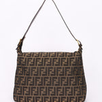 Fendi Zucca Front Pocket Baguette Shoulder Bag GHW
