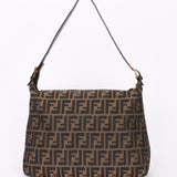 Fendi Zucca Front Pocket Baguette Shoulder Bag GHW