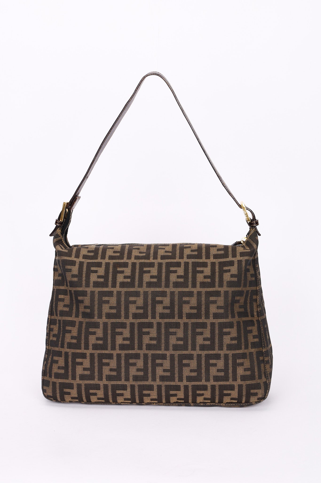 Fendi Zucca Front Pocket Baguette Shoulder Bag GHW