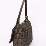 Fendi Zucca Front Pocket Baguette Shoulder Bag GHW
