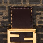 Fendi Zucca Front Pocket Baguette Shoulder Bag GHW