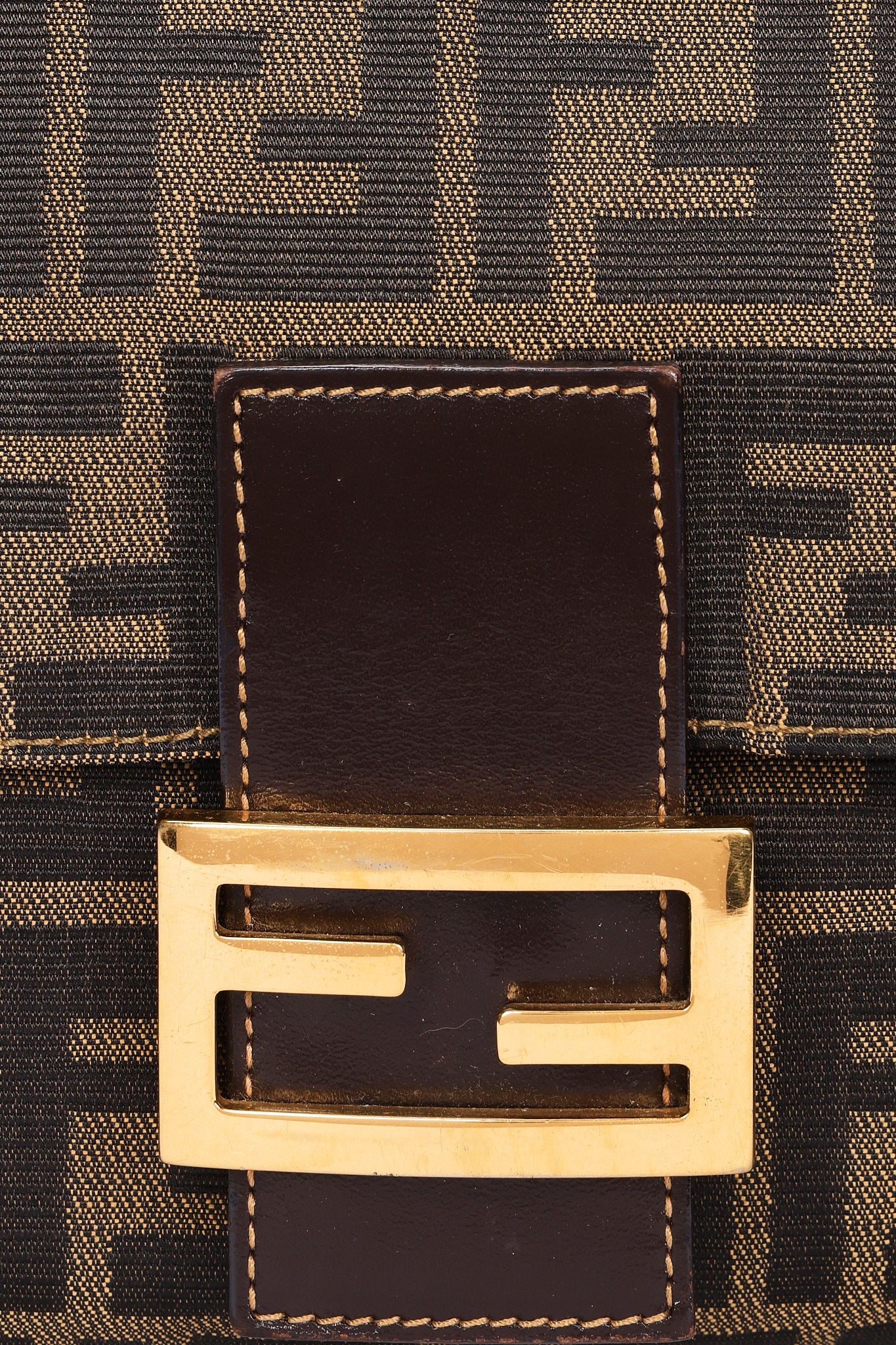 Fendi Zucca Front Pocket Baguette Shoulder Bag GHW