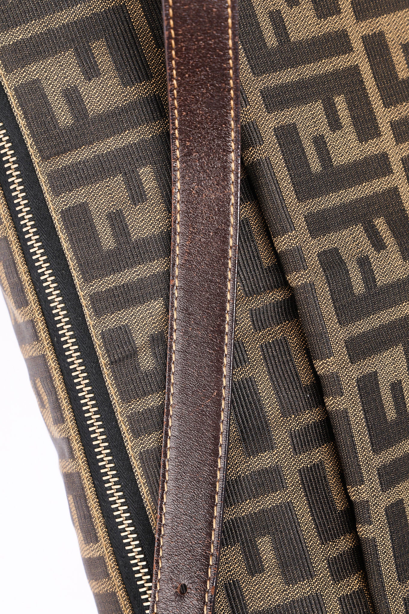 Fendi Zucca Front Pocket Baguette Shoulder Bag GHW
