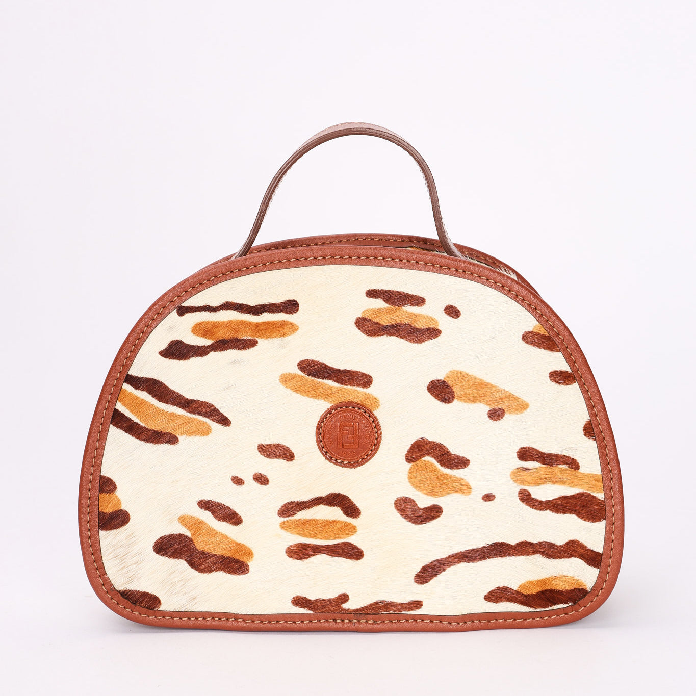 Fendi Leopard Print Ponyhair Top Handle Vanity Bag