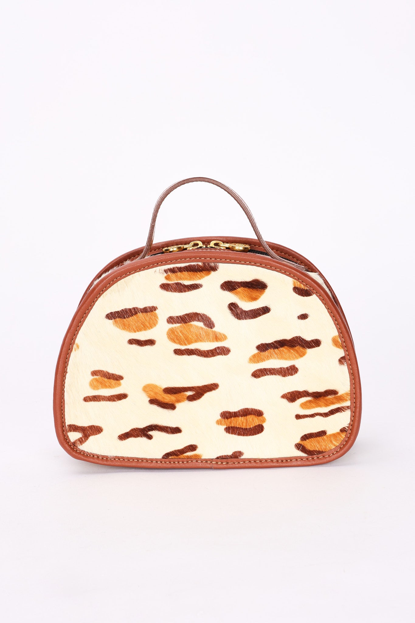 Fendi Leopard Print Ponyhair Top Handle Vanity Bag
