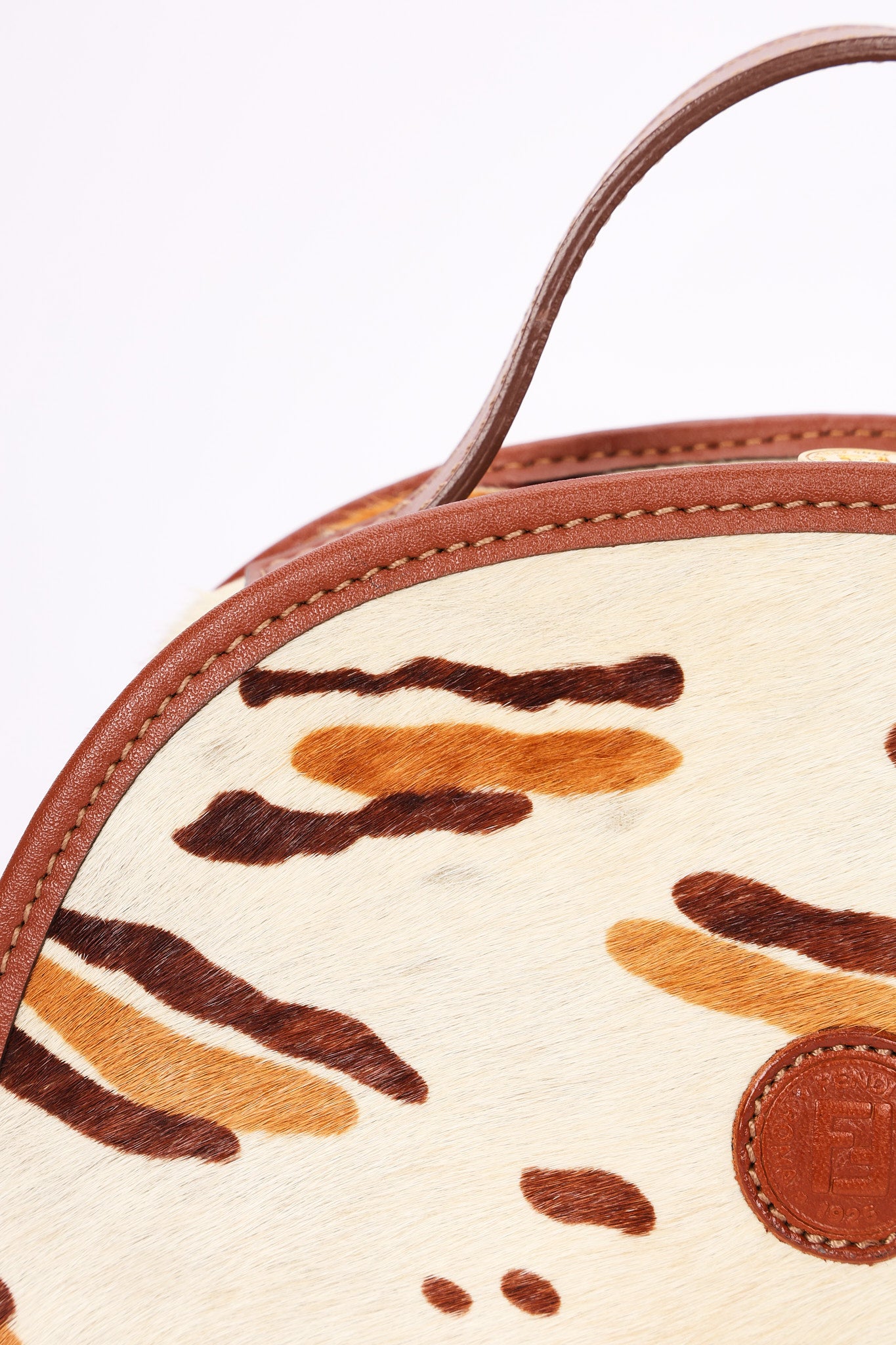 Fendi Leopard Print Ponyhair Top Handle Vanity Bag