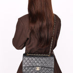 Chanel Medium Classic Double Flap Black Caviar 24K GP