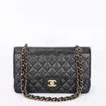 Chanel Medium Classic Double Flap Black Caviar 24K GP