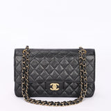 Chanel Medium Classic Double Flap Black Caviar 24K GP