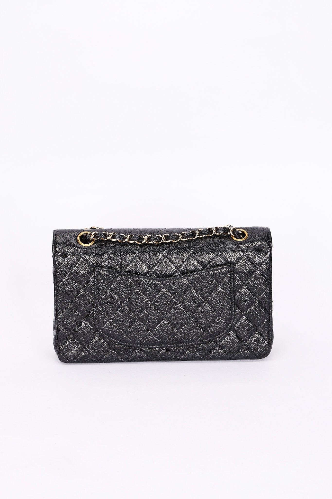 Chanel Medium Classic Double Flap Black Caviar 24K GP