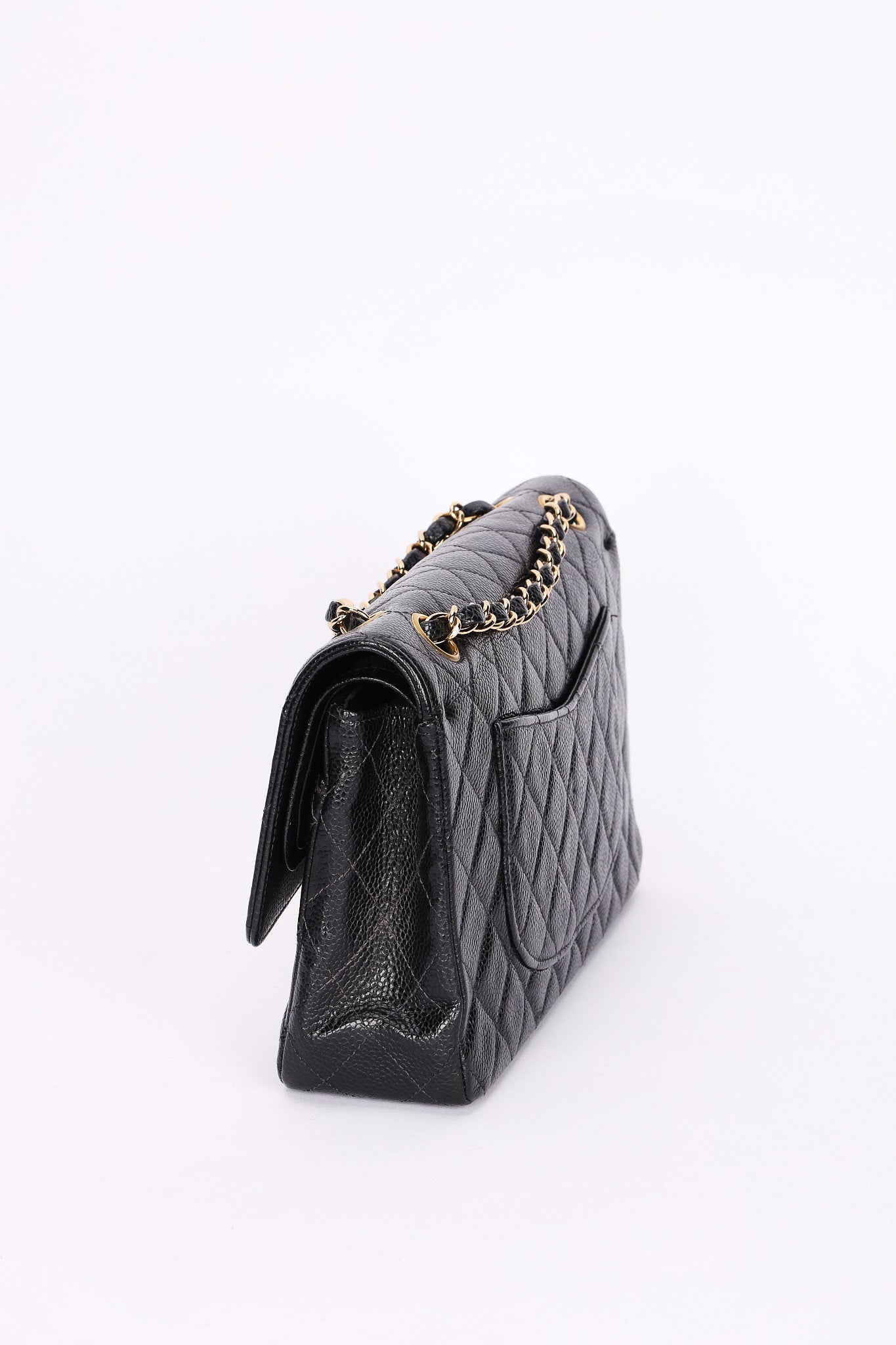Chanel Medium Classic Double Flap Black Caviar 24K GP