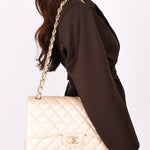 Chanel Maxi Classic Double Flap Iridescent Pearl Caviar BCGHW