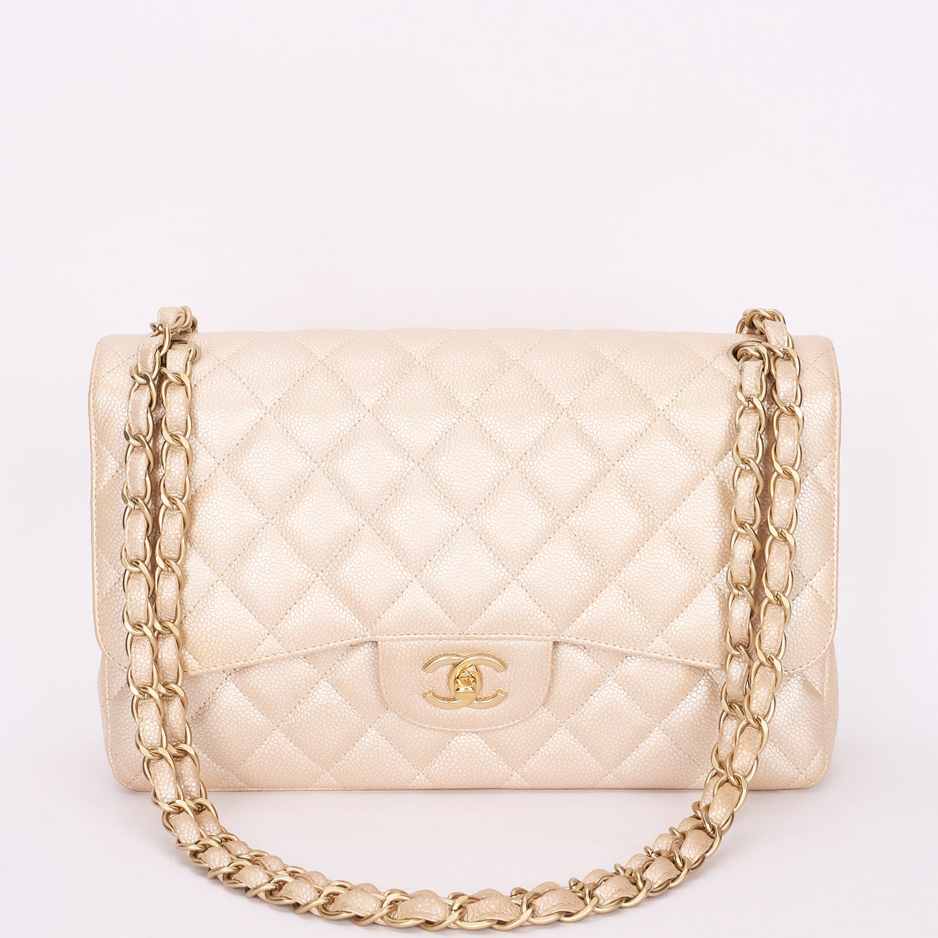 Chanel Maxi Classic Double Flap Iridescent Pearl Caviar BCGHW