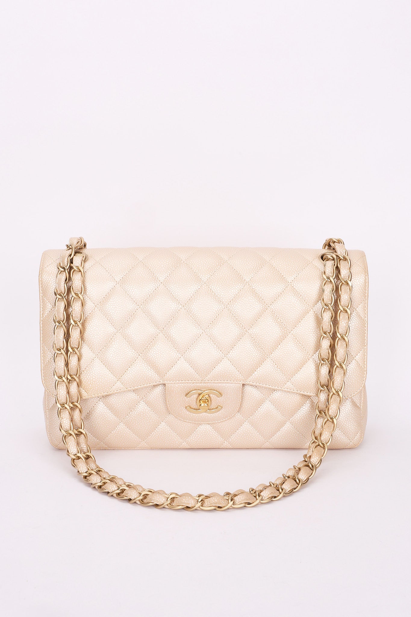 Chanel Maxi Classic Double Flap Iridescent Pearl Caviar BCGHW