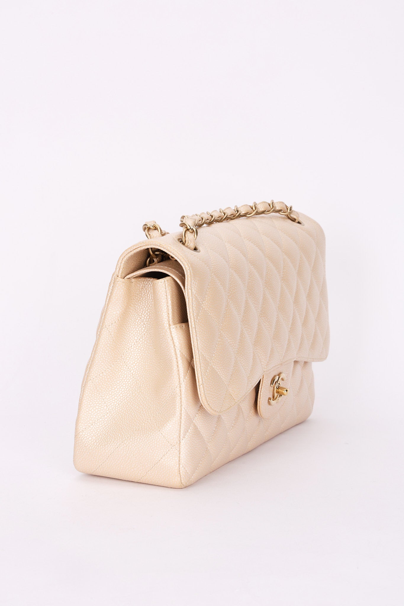 Chanel Maxi Classic Double Flap Iridescent Pearl Caviar BCGHW