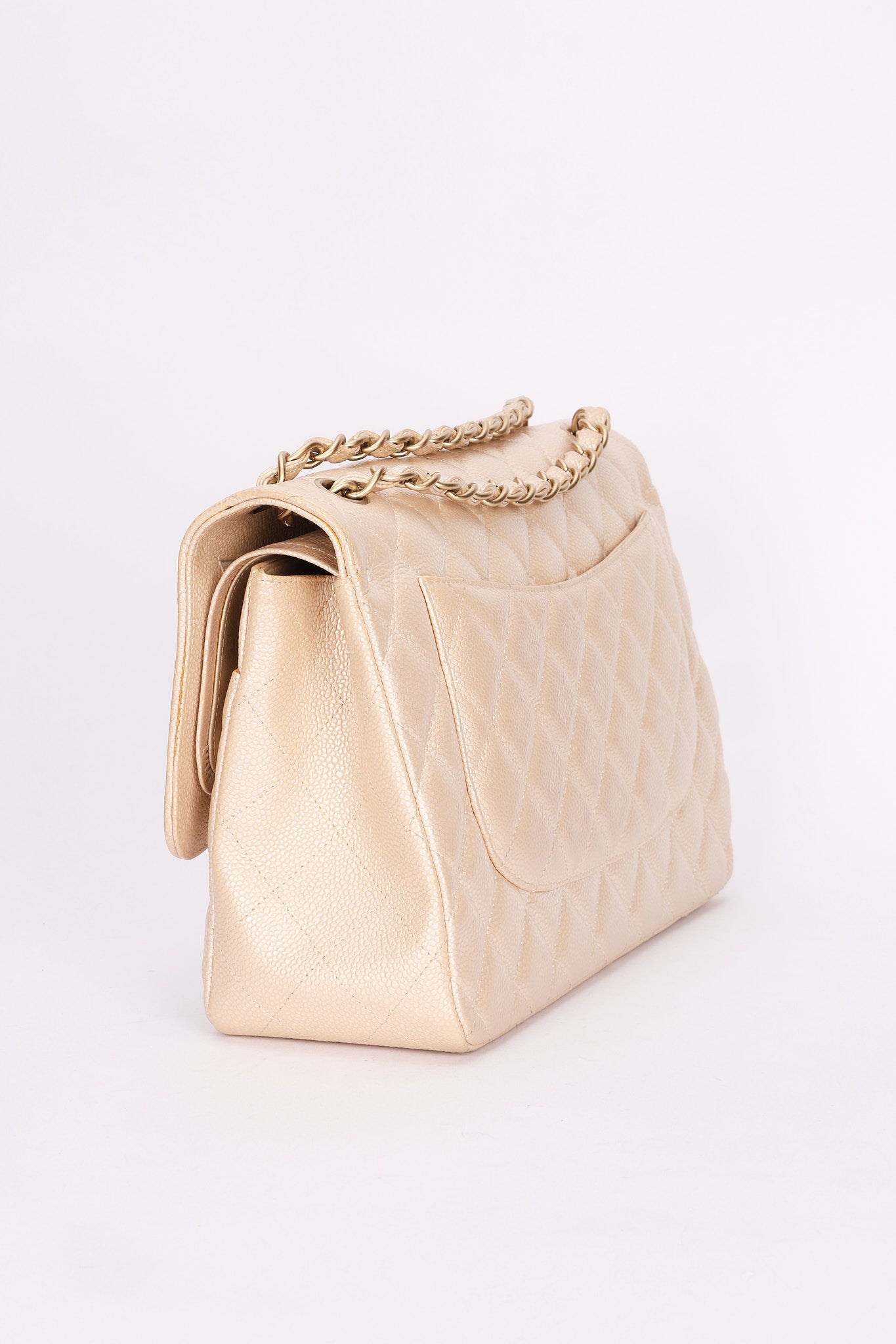 Chanel Maxi Classic Double Flap Iridescent Pearl Caviar BCGHW