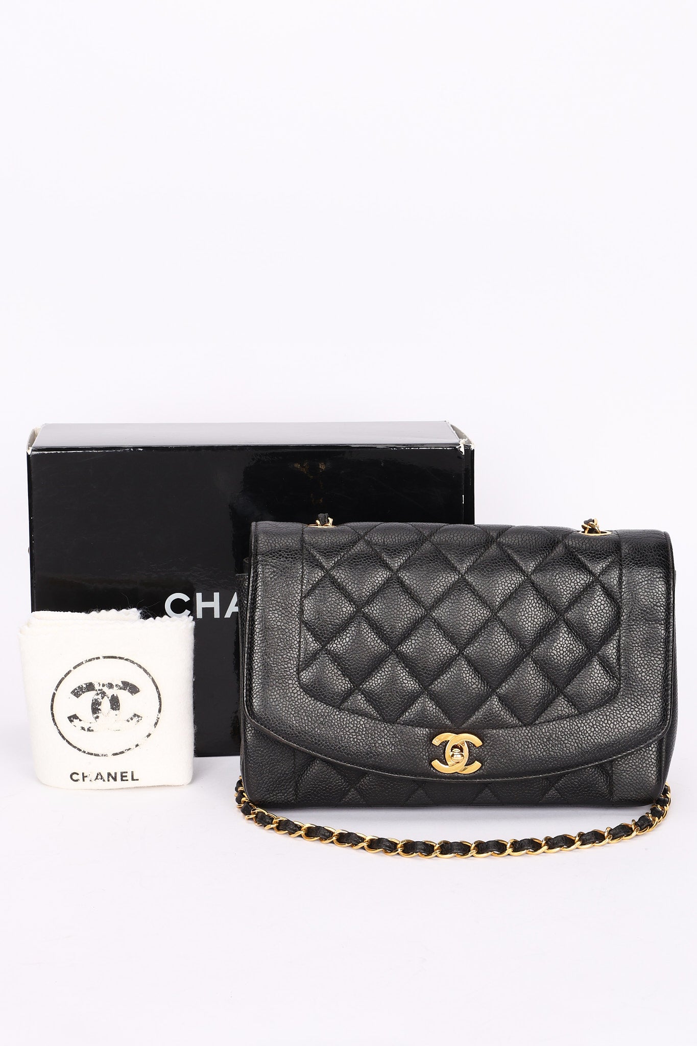 Chanel Medium Diana Flap Black Caviar 24K GP