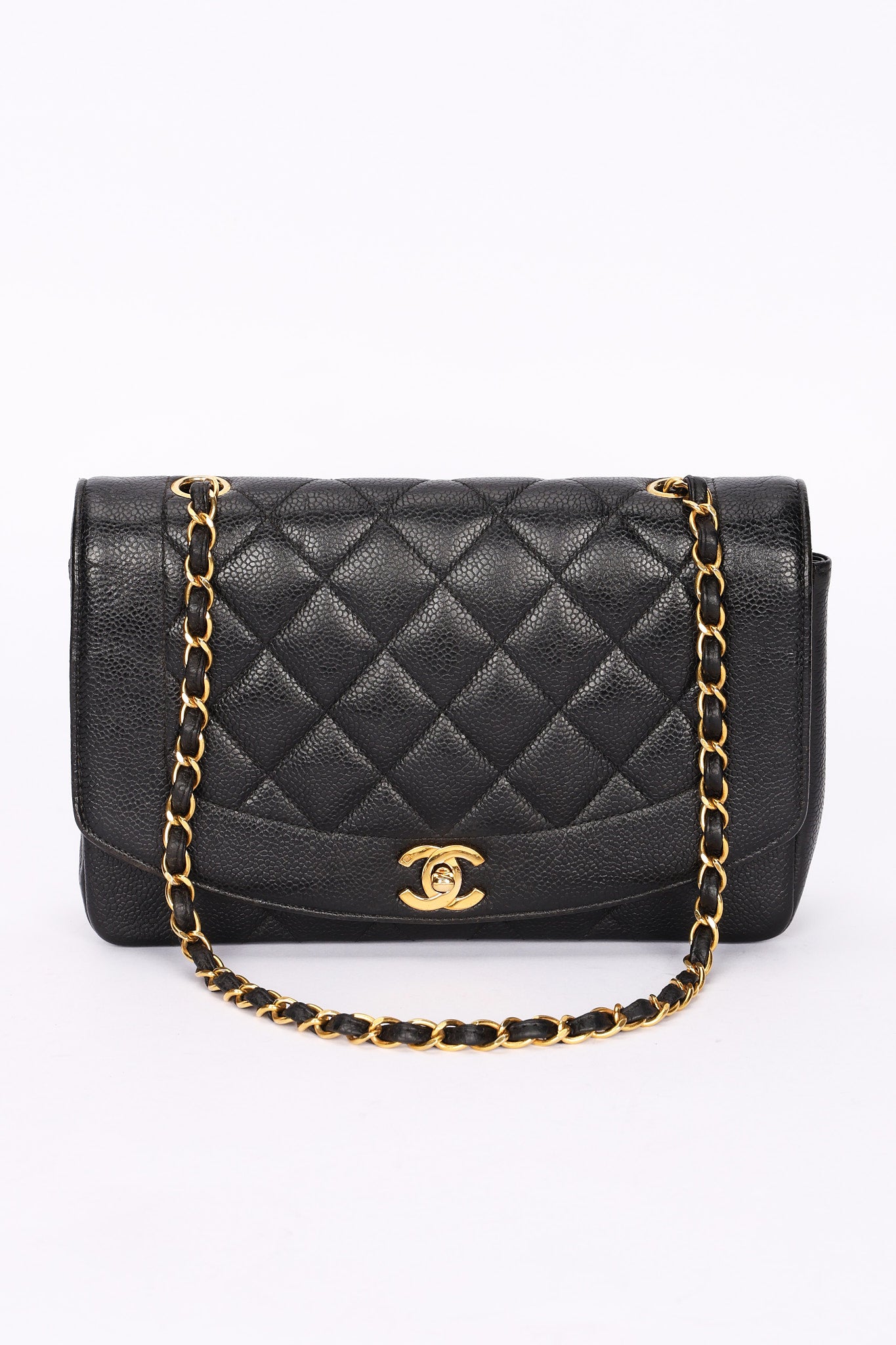 Chanel Medium Diana Flap Black Caviar 24K GP