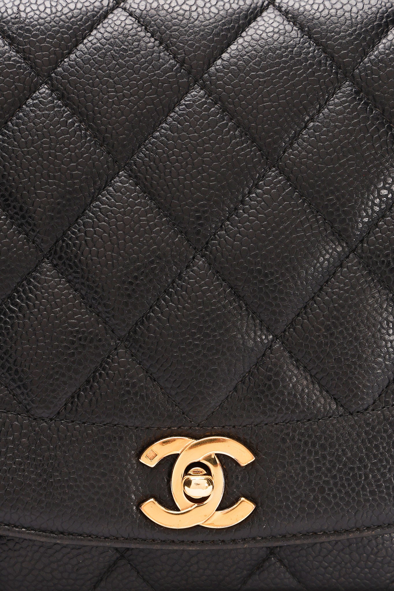 Chanel Medium Diana Flap Black Caviar 24K GP