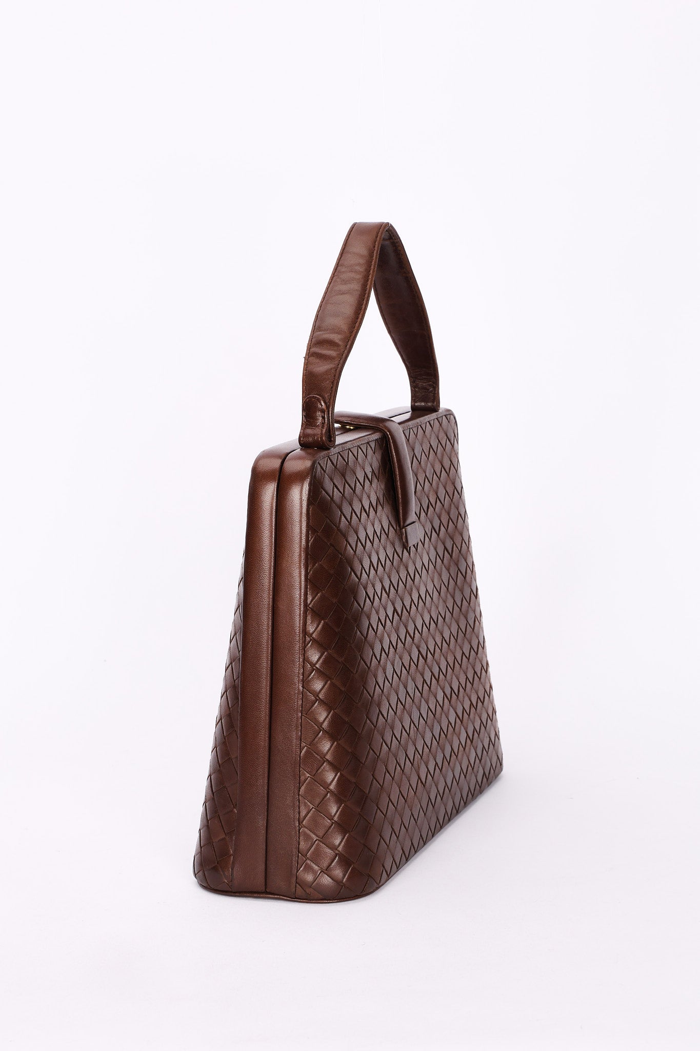 Bottega Veneta Intrecciato Kisslock Frame Top Handle Bag