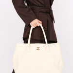 Chanel Cerf Executive Tote White Caviar 24K GP