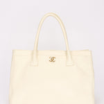 Chanel Cerf Executive Tote White Caviar 24K GP
