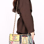 Chanel Jumbo Classic Single Flap Mixed Media Patchwork SHW