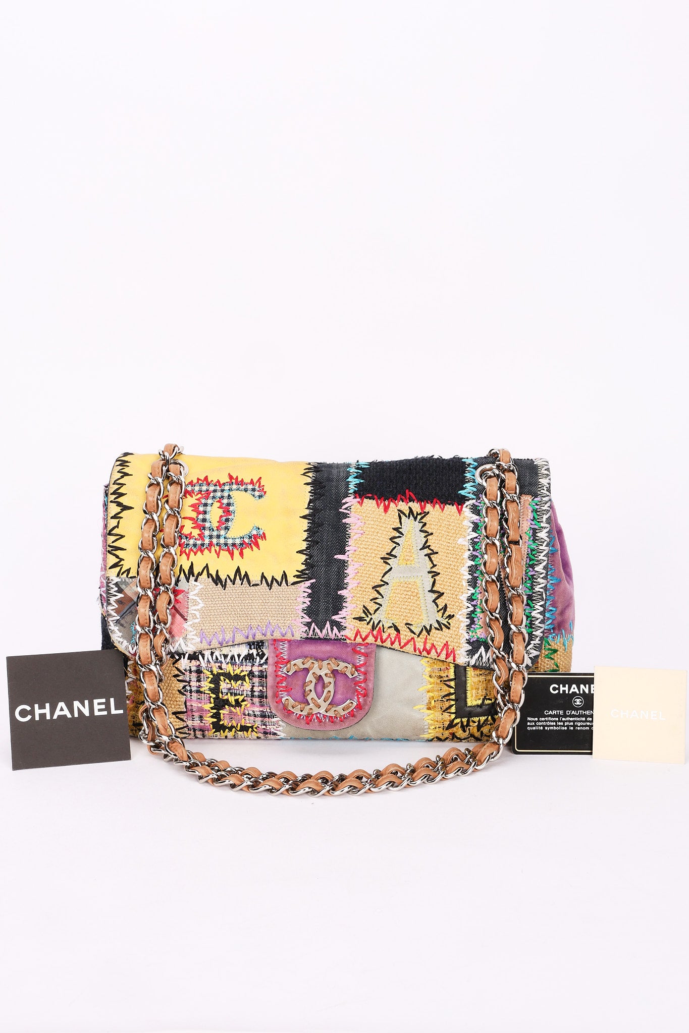Chanel Jumbo Classic Single Flap Mixed Media Patchwork SHW