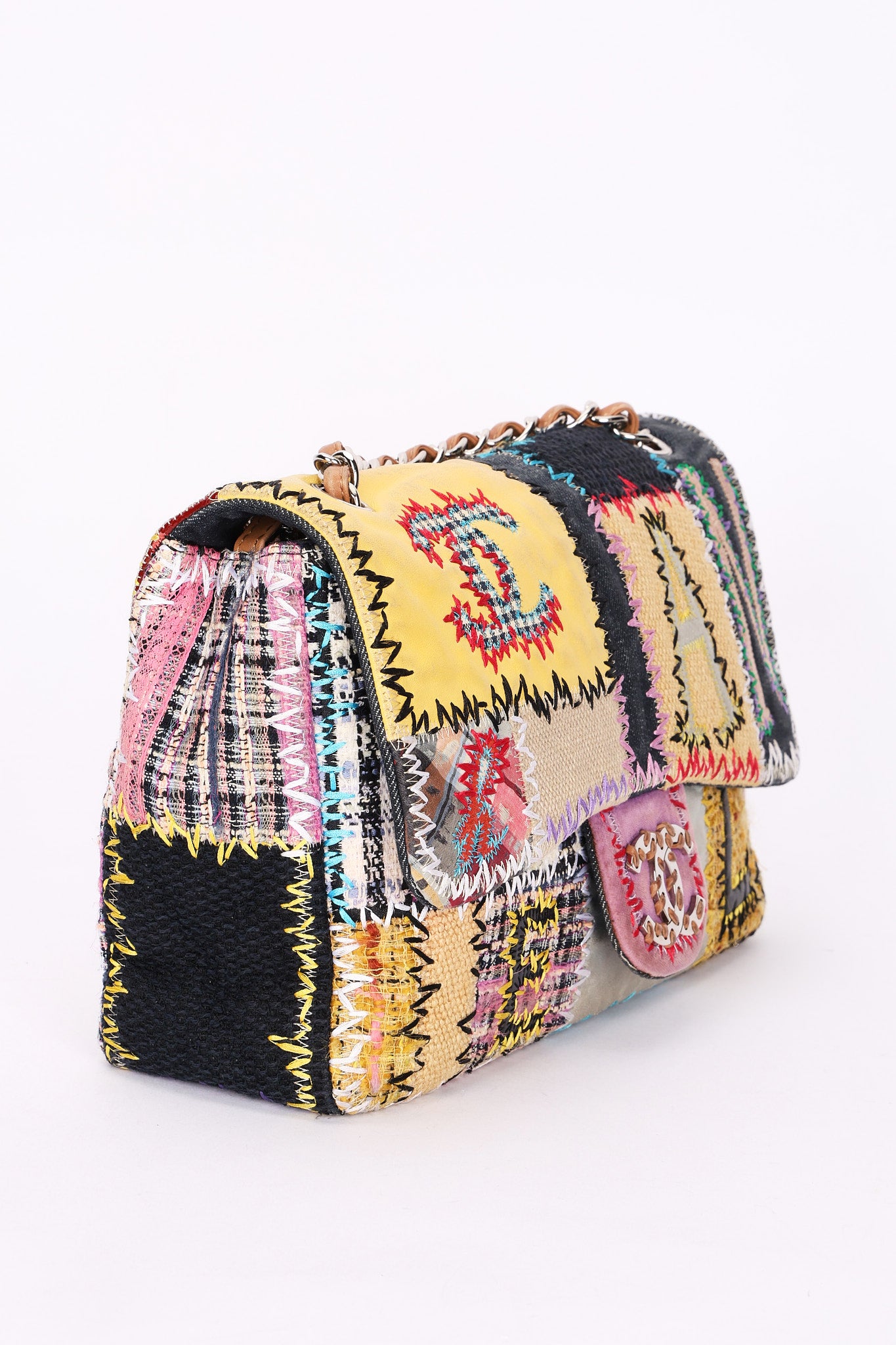 Chanel Jumbo Classic Single Flap Mixed Media Patchwork SHW