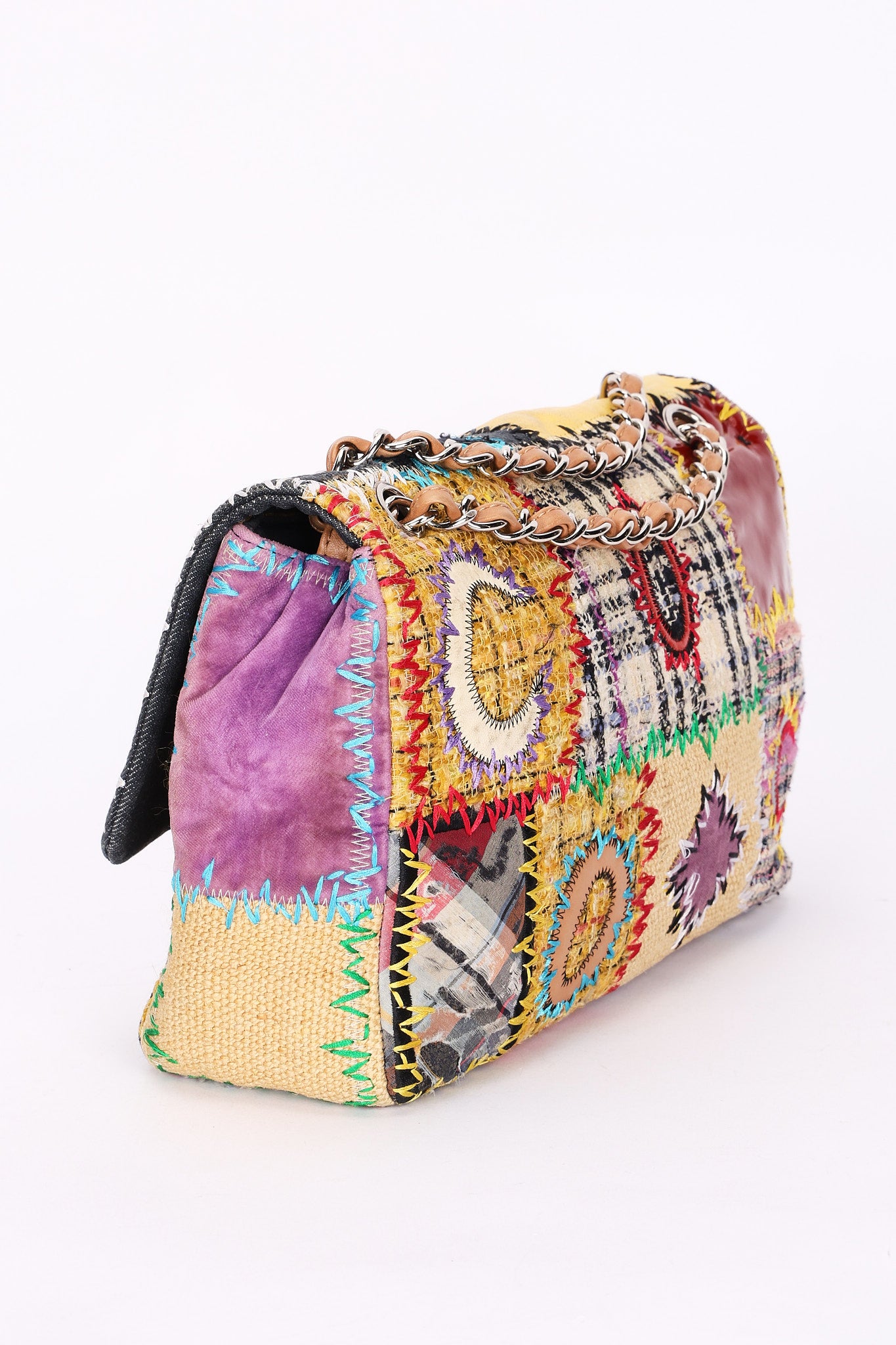 Chanel Jumbo Classic Single Flap Mixed Media Patchwork SHW