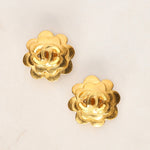 Chanel 1996 Camelia CC Clip-On Earrings 24K GP