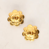Chanel 1996 Camelia CC Clip-On Earrings 24K GP