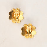 Chanel 1996 Camelia CC Clip-On Earrings 24K GP