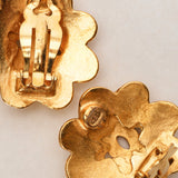 Chanel 1996 Camelia CC Clip-On Earrings 24K GP