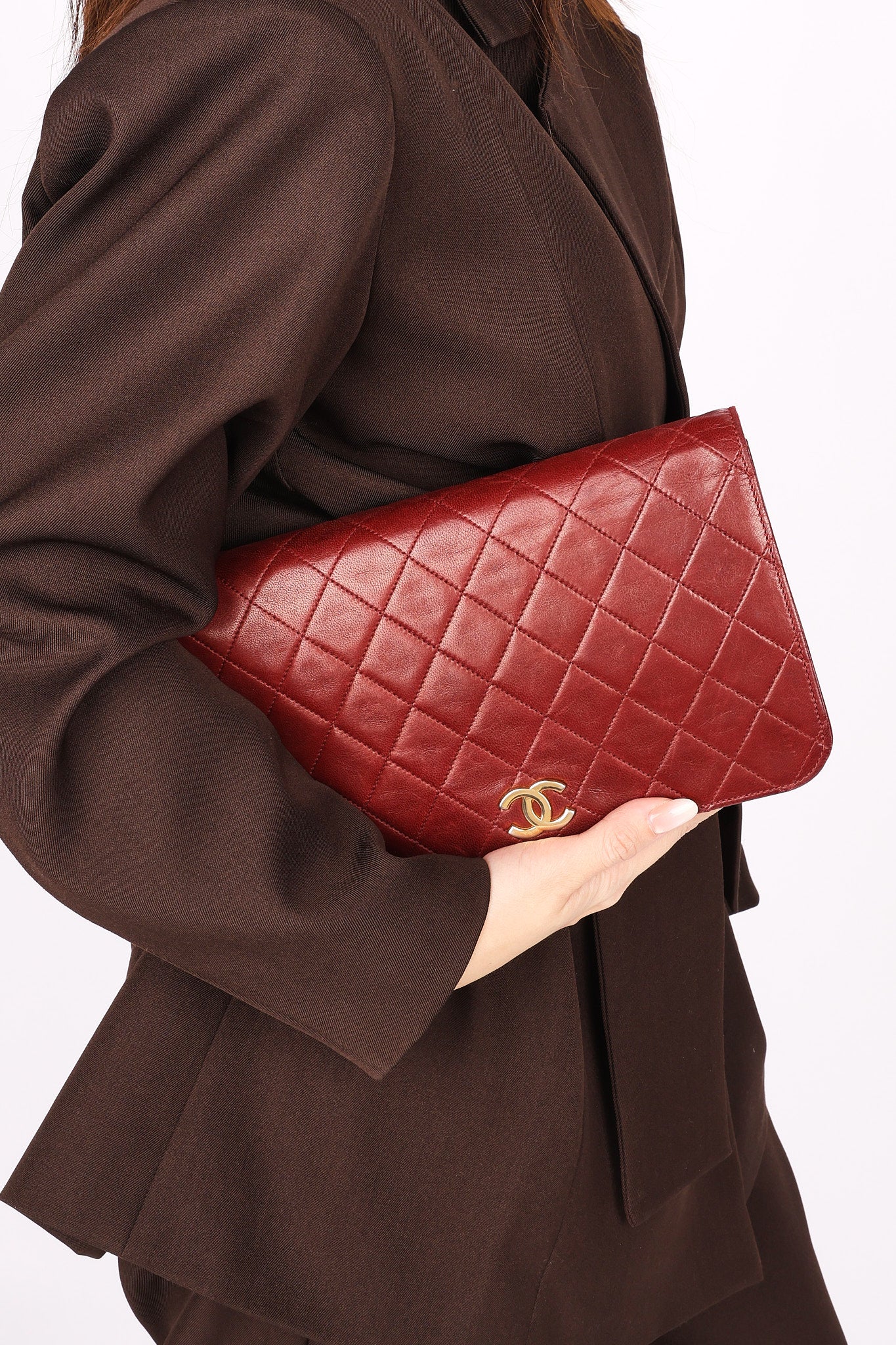 Chanel Push Pin Single Flap Bordeaux Lambskin 1997 24K GP