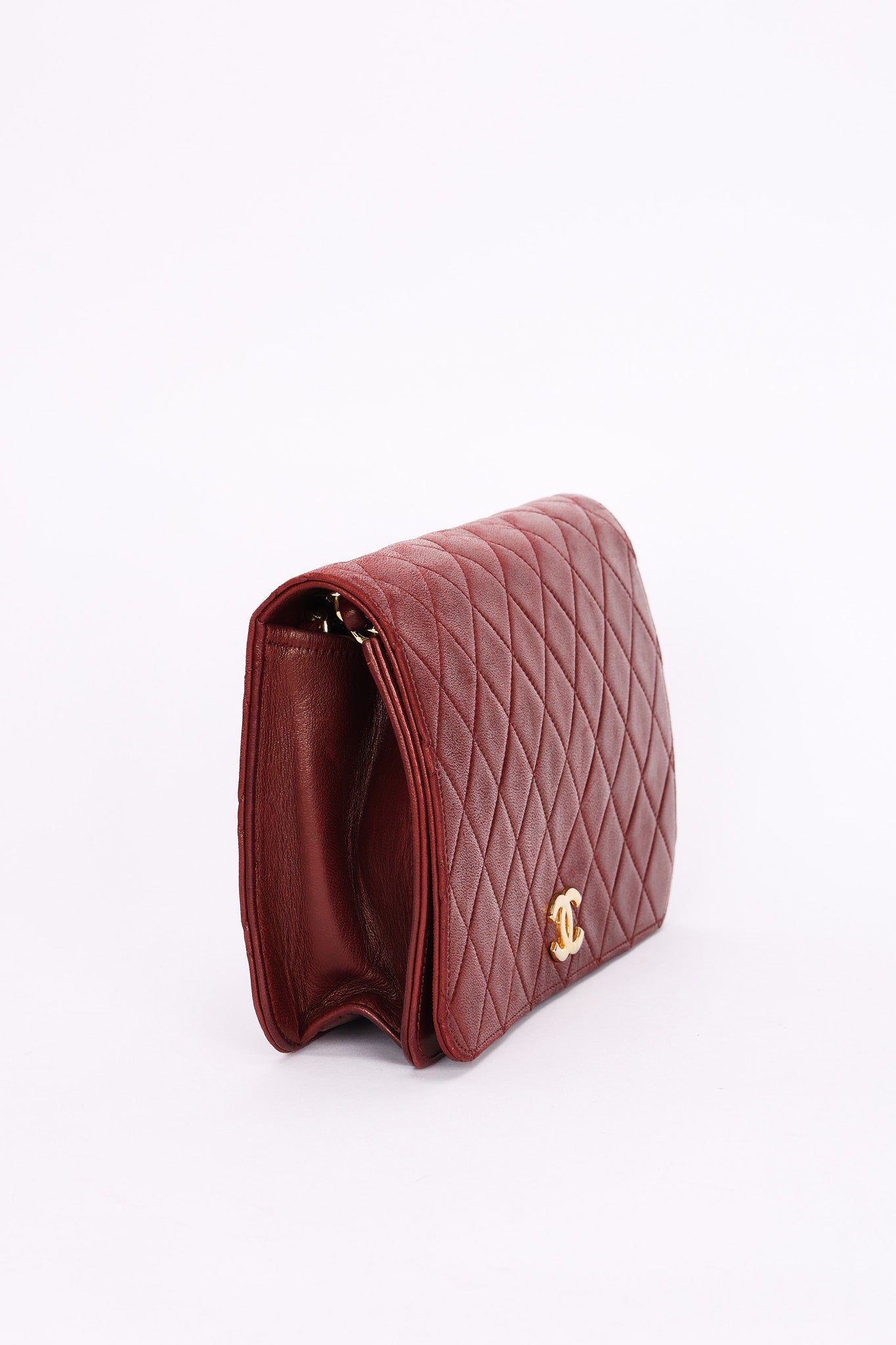 Chanel Push Pin Single Flap Bordeaux Lambskin 1997 24K GP