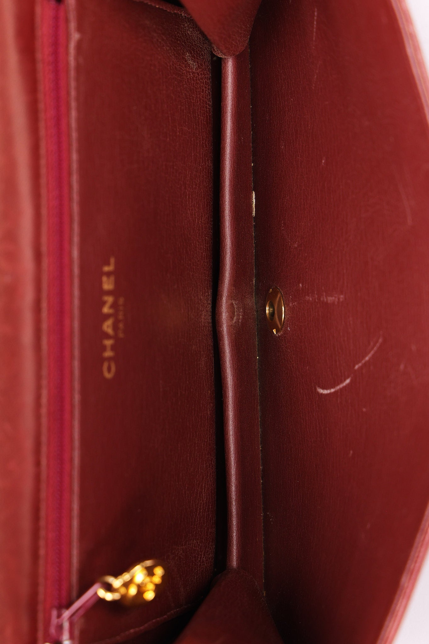 Chanel Push Pin Single Flap Bordeaux Lambskin 1997 24K GP