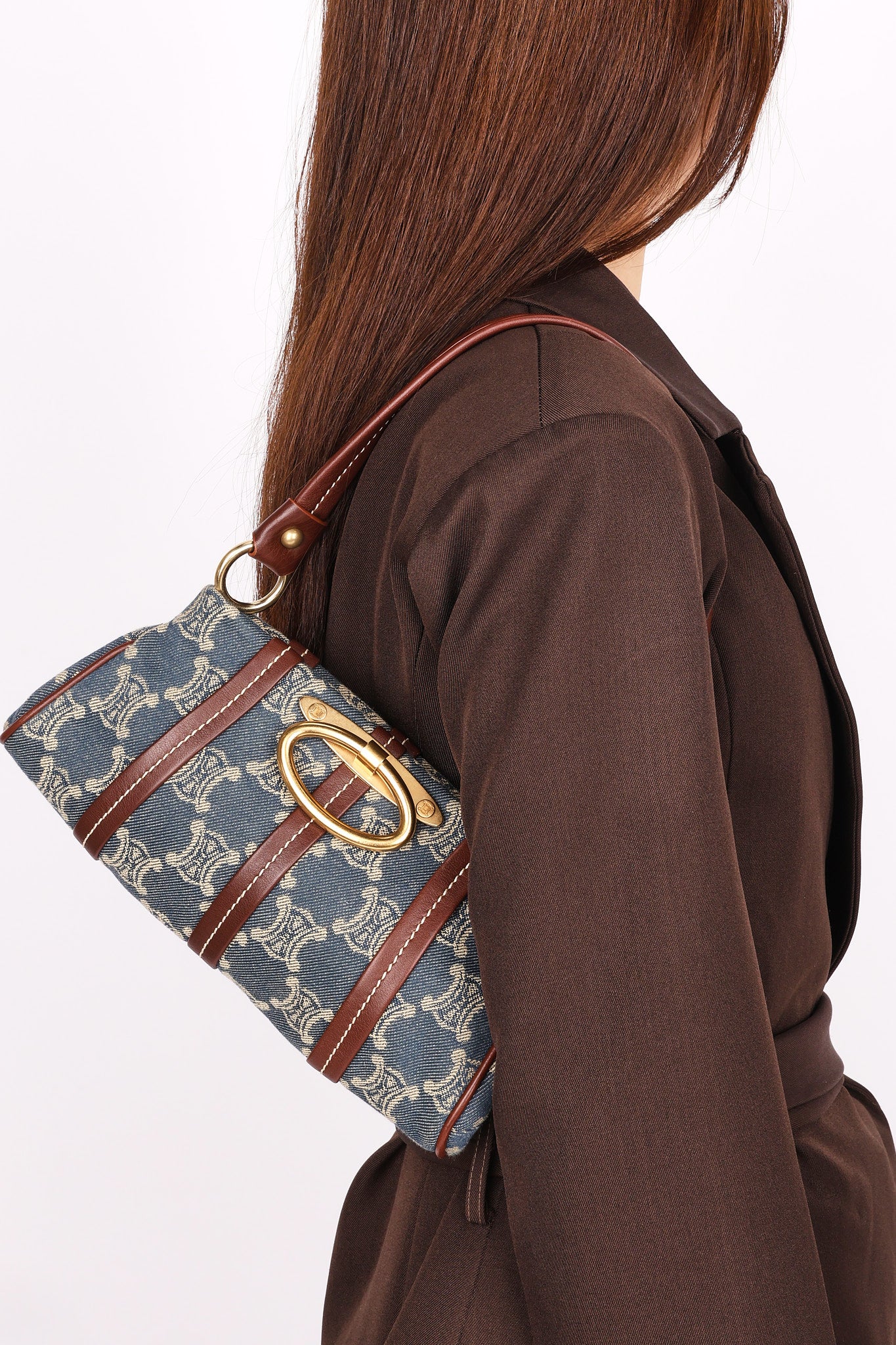 Celine Macadam Denim Shoulder Bag