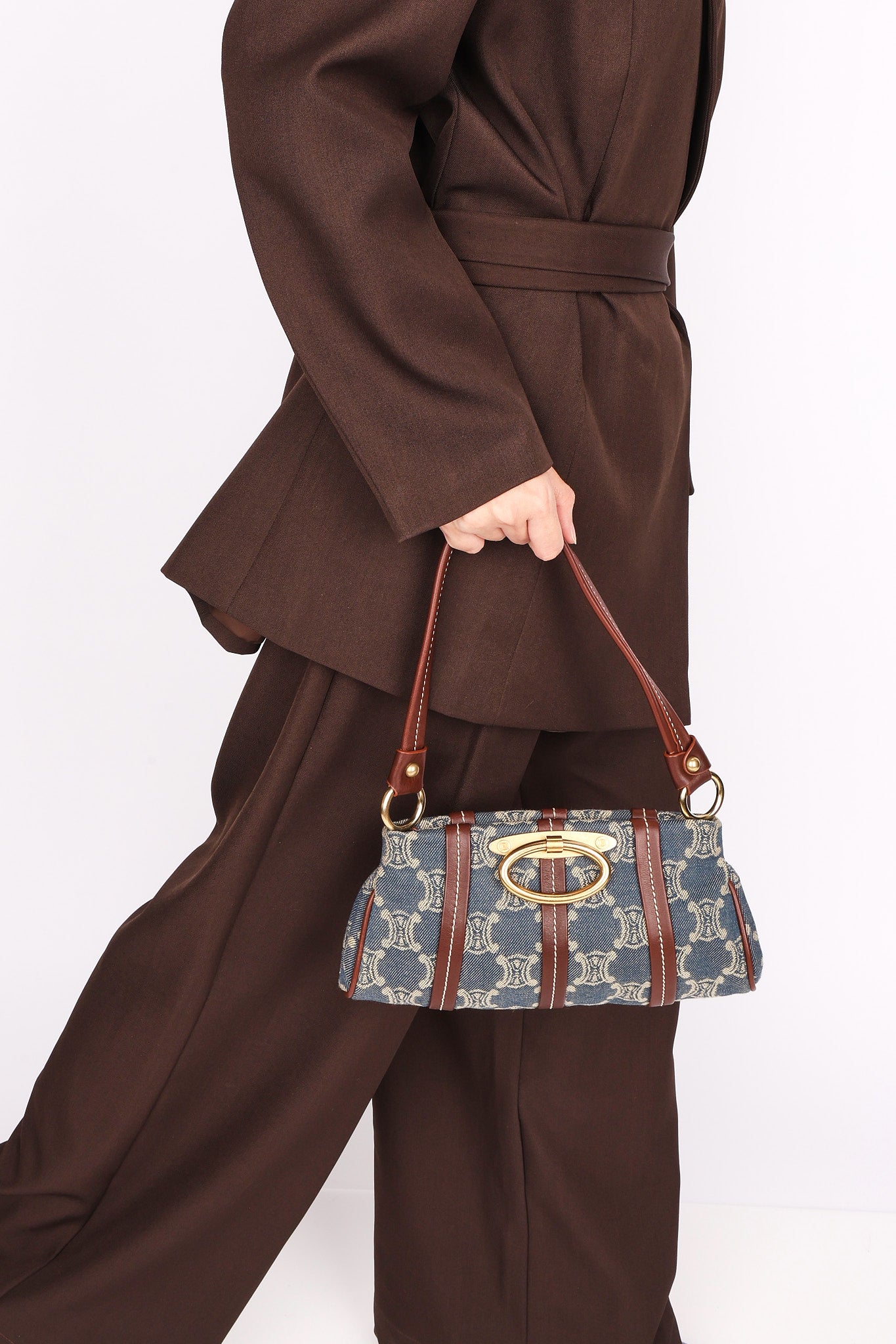 Celine Macadam Denim Shoulder Bag