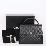 Chanel Kelly Turnlock Top Handle Bag Black Caviar SHW