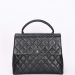 Chanel Kelly Turnlock Top Handle Bag Black Caviar SHW