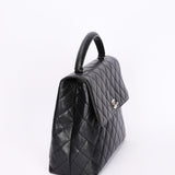 Chanel Kelly Turnlock Top Handle Bag Black Caviar SHW